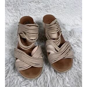 UGG Wedge Sandals Womens Size 9 Beige Strappy Espadrille Platform Slip On